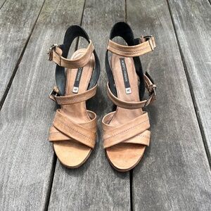 Tan Alberto Fermani Leather Strappy Sandal Size 8.5 US/ 39 EUR